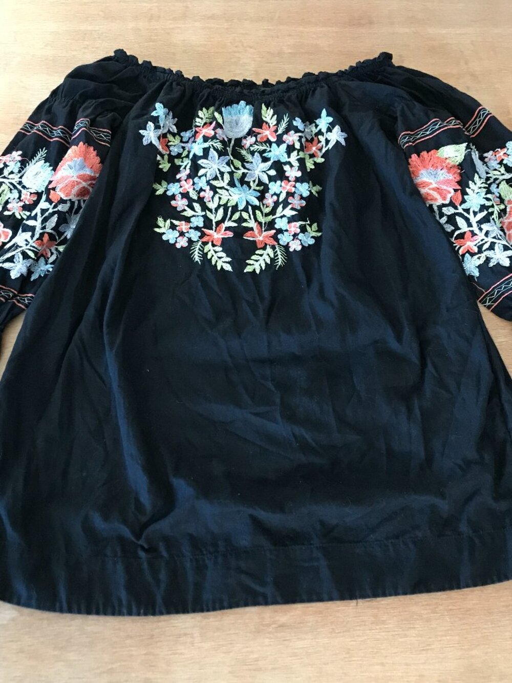 Free People Fleur Du Jour Mini Dress Women XS Black Floral Embroidered Boho